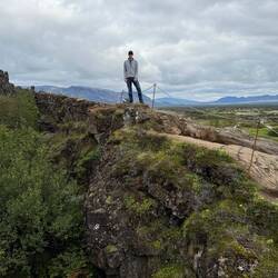 Chris atop part of the edge of the tectonic plate