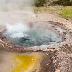 Video of one of the cooler geysers coupled with a neon blue pool