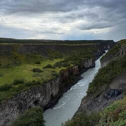 The path of the river following the waterfall
