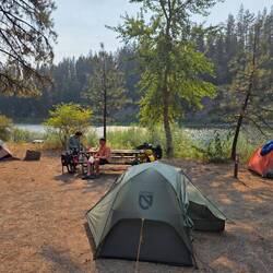 Camp is all set. Getting ready for dinner.