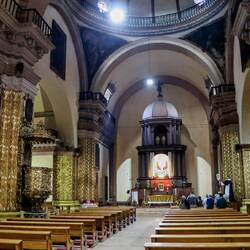 Gilded panels inside the Santo Domingo Church.
