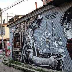 Mural painting with socio-political themes.