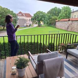 Balcony view from our Tartu accommodation.