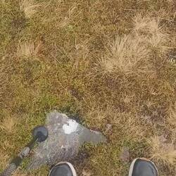 Auf dem Pass, vor der Steinmauer entlang der Forcan Ridge