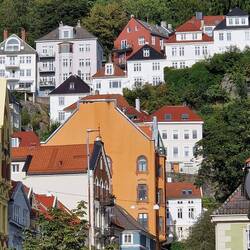 Gorgeous houses up the face of the hill