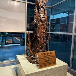 Sculpture made from bomb fragments.