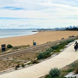 Cycling down to Brighton Beach