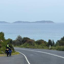 First one to see the sea gets 50p. Up and over the saddle and we could see the Glennie islands