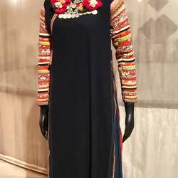 Costume, 1990. Cotton, Wool, Aluminium, Rattan; Applique