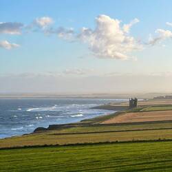 Ausblickbvon unser Übernachtungsspot - im Hintergrund Keiss Castle