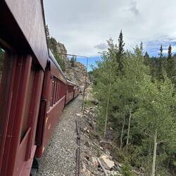 We pass beneath a brakeman's tell-tale tunnel warning gauge
