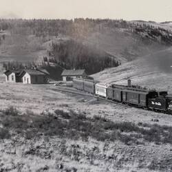 In 1951, D&RGW passenger train, The San Juan with First-Class Parlor Car departs Osier southbound