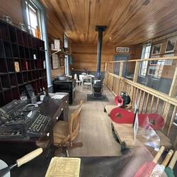 The old depot office at Osier set up as a museum exhibit