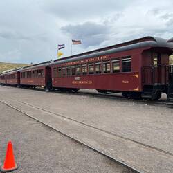 The southbound train in the Osier passing track as its passengers partake of lunch