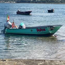 Today the route required us to take a water taxi from Portugal to Spain. Well here it is SS Minnow 😬