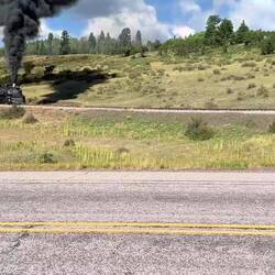 Check out the religious man in the white car who stops right in front of me as I video the train!