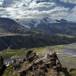 You can see a massive glacier in the distance