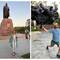 Copying Soviet statue poses. Who pulled it off best? Answers in the comments.