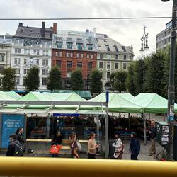 Fresh food market seen from the bus.