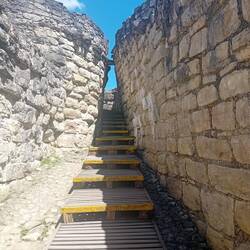 The narrow steep entrance
