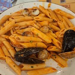 Seafood penne lunch