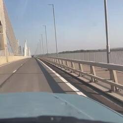 De brug over de Donau vormt de grens tussen Roemenië en Bulgarije
