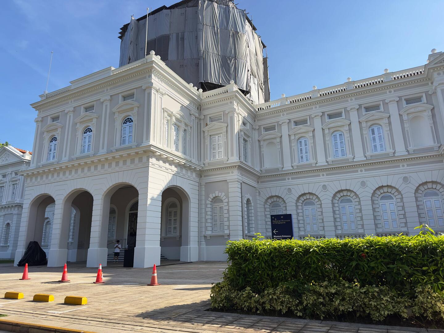 The exterior of the National Museum of Singapore. The rotunda is undergoing restoration.