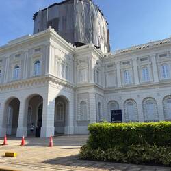 The exterior of the National Museum of Singapore. The rotunda is undergoing restoration.