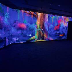 One of the multimedia exhibits at the National Museum of Singapore.