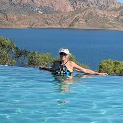 Cooling off in the infinity pool overlooking Argyle