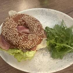 BLT on a sesame bagel for my lunch