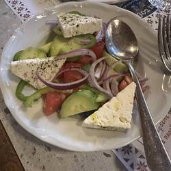 Fresh veggies with feta cheese - good!