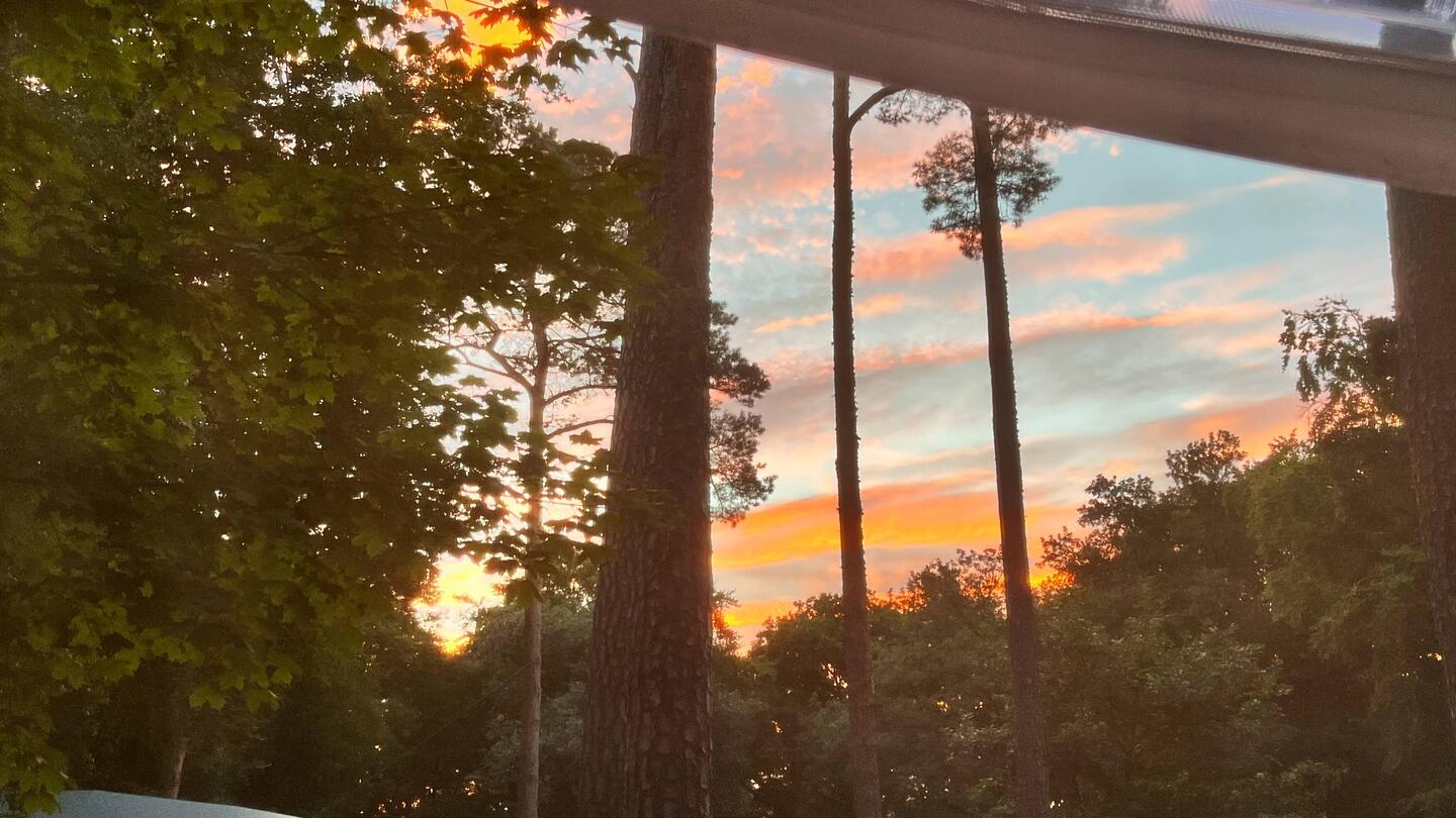 Sonnenaufgangsblick vom Bett aus