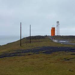 The lighthouse at the end of the peninsula