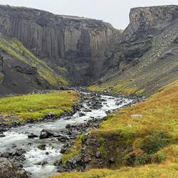 Hiking to Hengifoss waterfall
