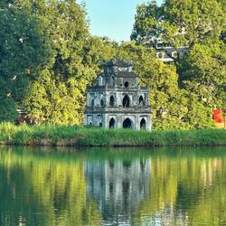 Little pagoda in the middle of the lake.