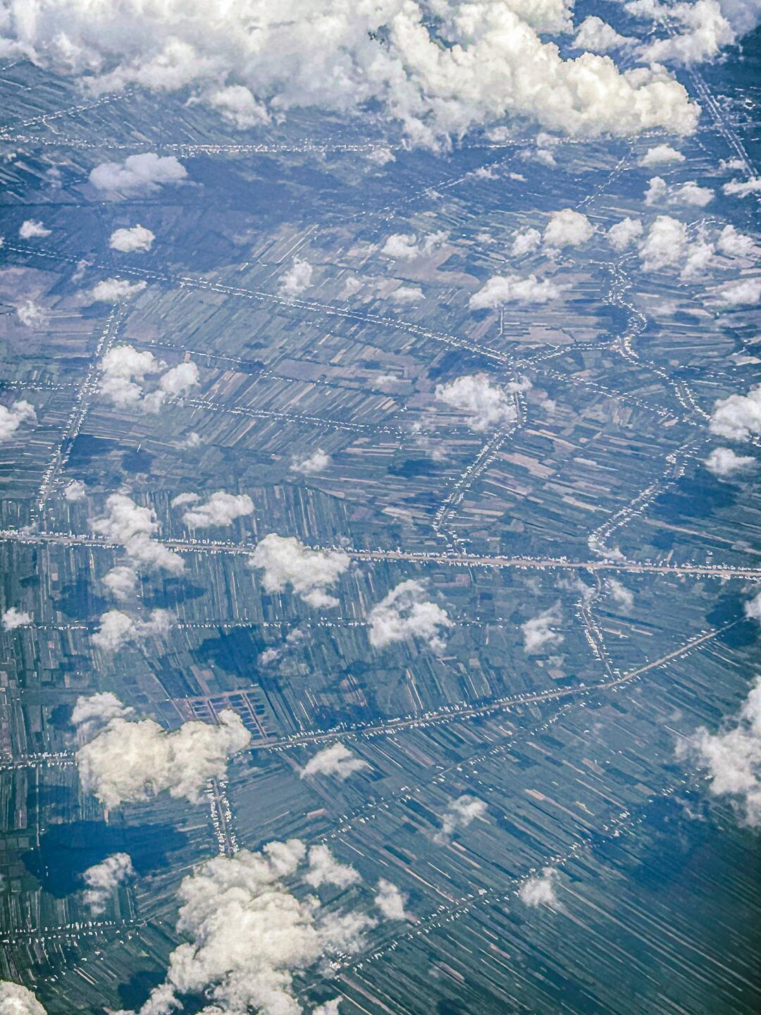 View of rice paddy fields as we fly into Ho Chi Minh.