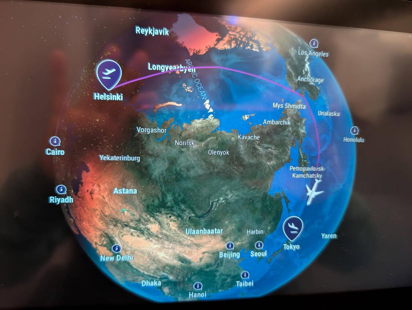 Das Lilane ist die Flugrute oben rum