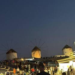 Windmills by twilight