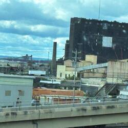 Lots of silos, filled with iron for shipping