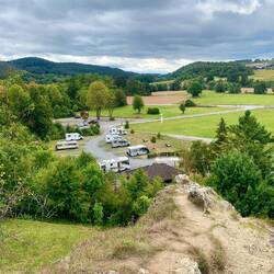 Blick vom Spitzen Stein auf den Stellplatz