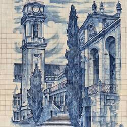 Lots of azulejos on a street near town