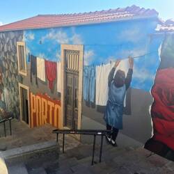 Very nice mural we found while walking towards the river