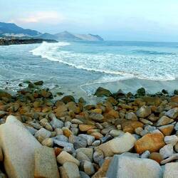 Panoramic photo of Bamba beach.