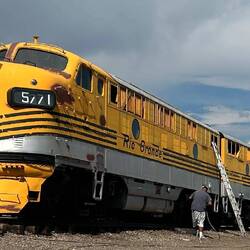 General Motors-EMD F9A 5771 and F9B 5762 units undergoing restoration