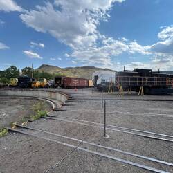 More items stored around the tunrntable. Spot the Trackmaster's inspection car