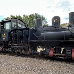 A Shay-type (named after the inventor) logging railroad locomotive