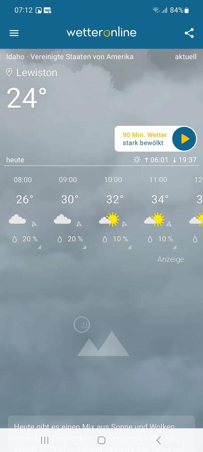 Um 11 schon 34 Grad, das ging bis 40 Grad am Nachmittag.