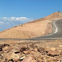 The highway to the Pikes Peak summit. Spot the marmot!