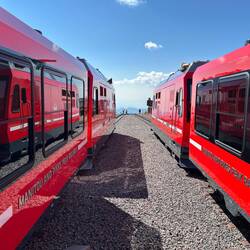 Two trains at the summit station